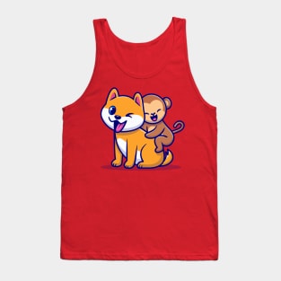 Cute Dog And Monkey Cartoon Tank Top